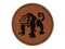 Grumpy Monkey with Curly Tail Round Iron-On Engraved Faux Leather Patch Applique - 2.5"